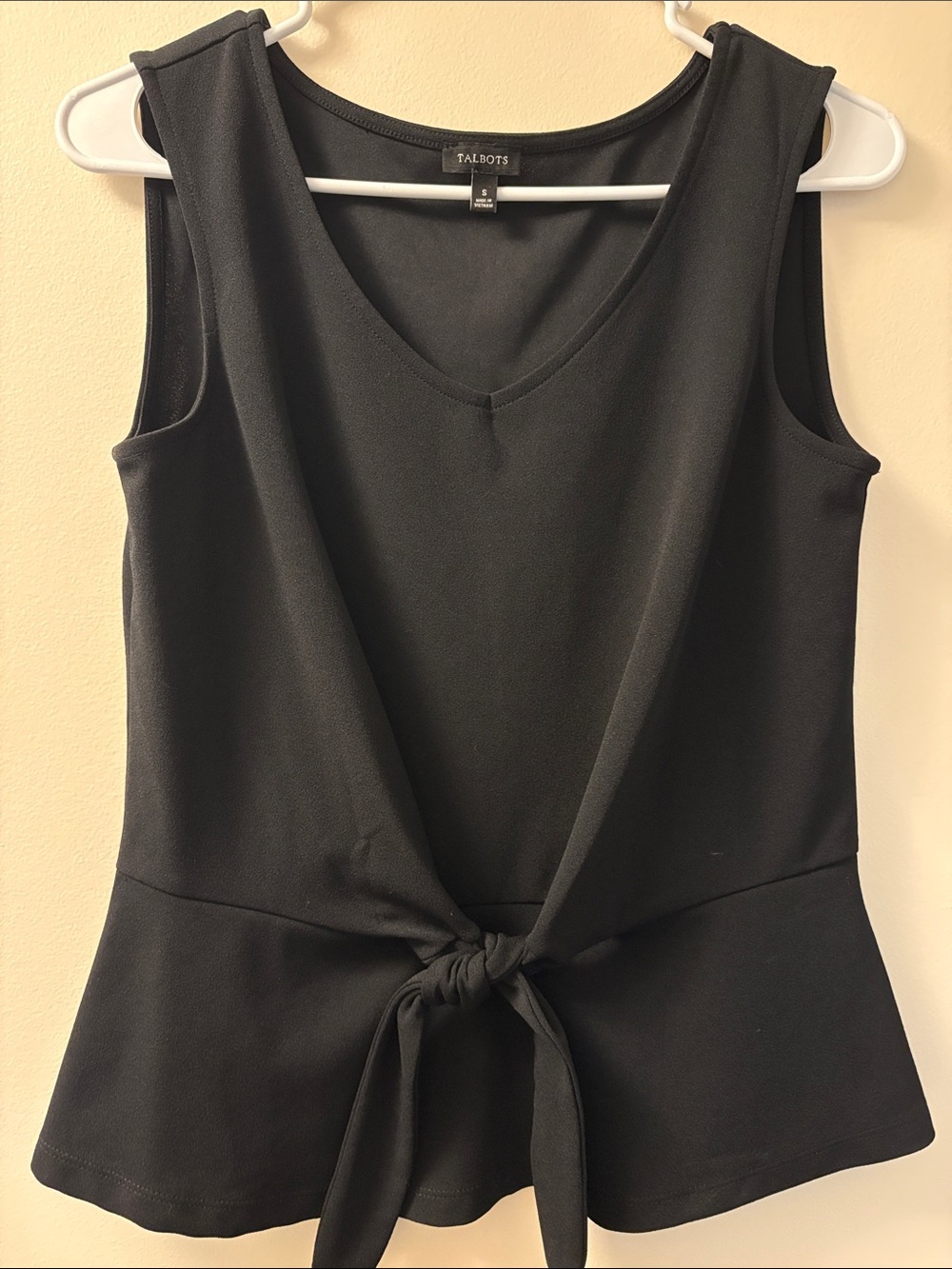 Talbots Black Sleeveless Tie-Front Peplum Tank